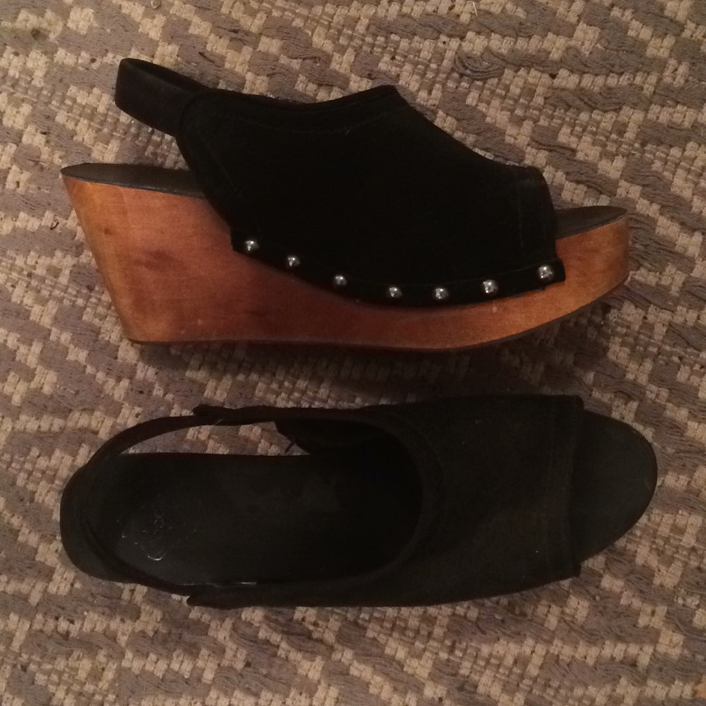 Urban outfitters studded suede and wood wedges